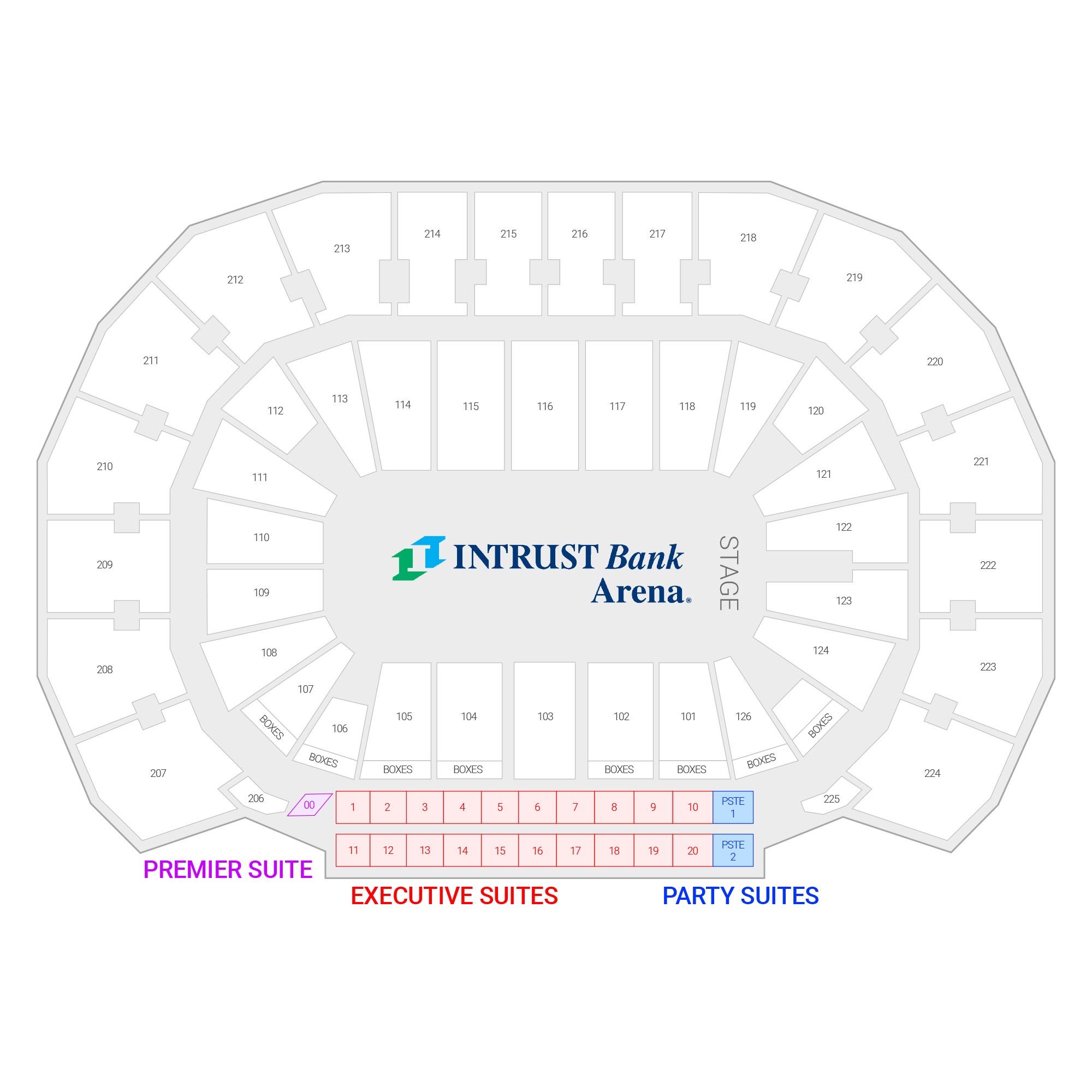 INTRUST Bank Arena /  Suite Map and Seating Chart